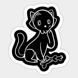 Cat with mask collects bones Sticker